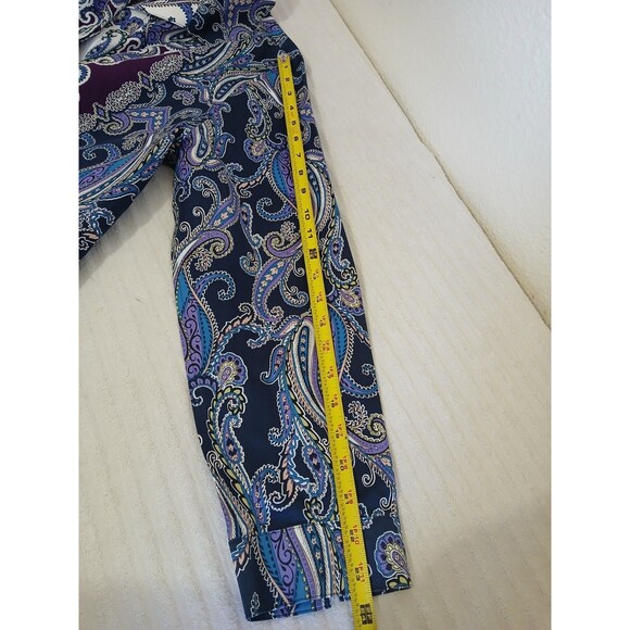 Chicos Women's Tunic Blouse Size 2 L Paisley Blue Purple Button Up Long Sleeve - Picture 12 of 15